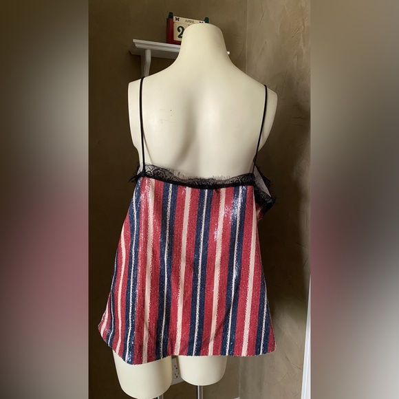 NWT! Zara Basic Sequin & Lace Striped Camisole women’s XL, stretch material. - Picture 2 of 15